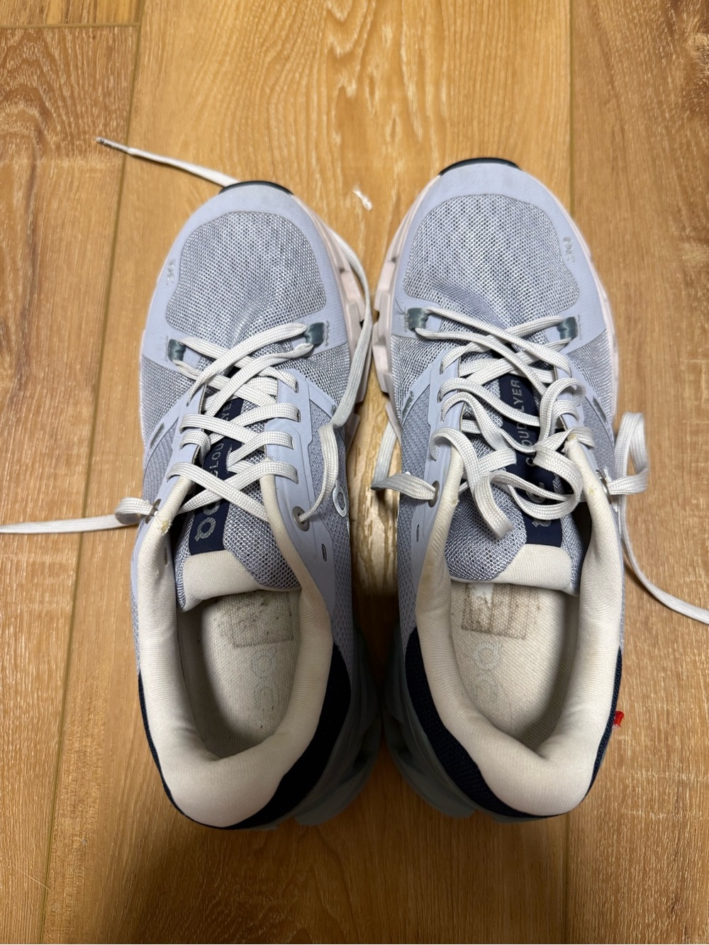 Women’s Light Gray Mesh Athletic Sneakers with Navy Accents